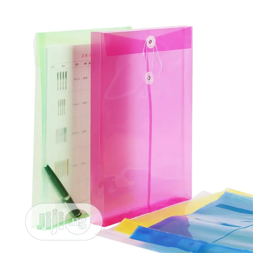 12PC A4 Office File Bag Button Closure Folder Bag Transparen