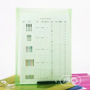 12PC A4 Office File Bag Button Closure Folder Bag Transparen