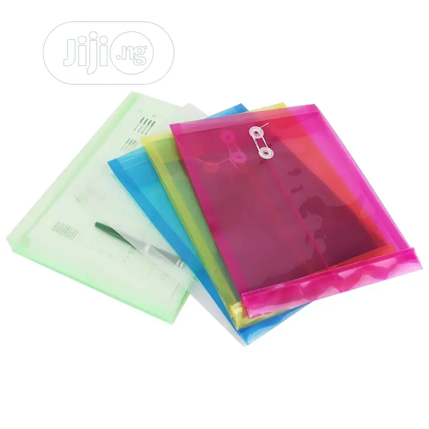 12PC A4 Office File Bag Button Closure Folder Bag Transparen