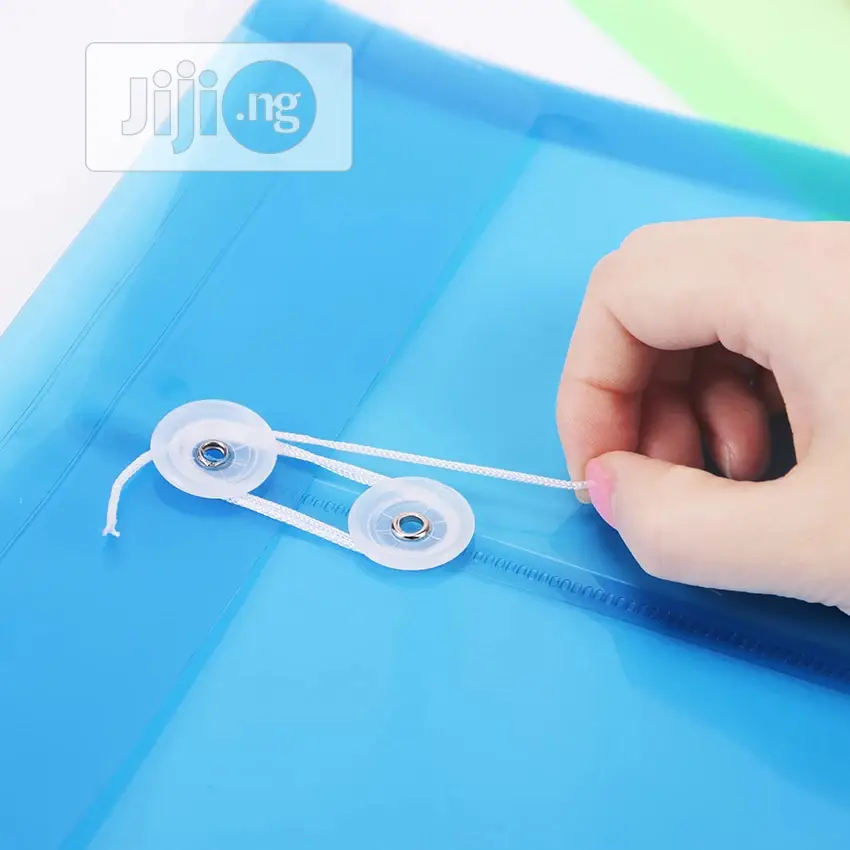12PC A4 Office File Bag Button Closure Folder Bag Transparen