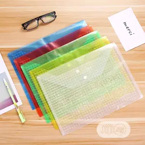 12pcs A4 Format Color File Holder Thicken Button Clear Bag
