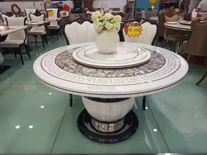 Italian Round Marble Dining Tables With 6 Chairs