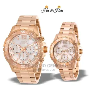 Invicta His N Hers PRO Diver Chrono White Mop Dial Rose Gold Watch