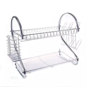 2 Layers Dish Drainer With Utensils and Glass Holder