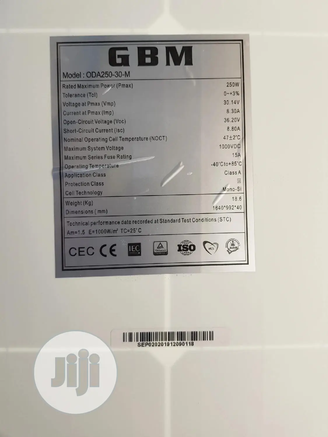 GBM 250w Mono Crystalline Solar Panel.
