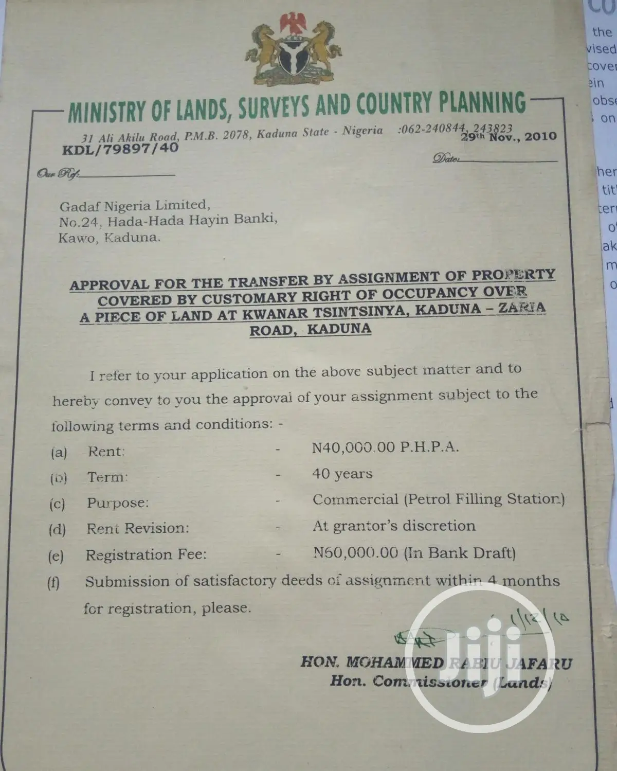 Land for Filling Station