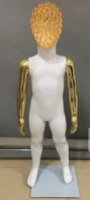 Gold Plated Head Glossy White Mannequin