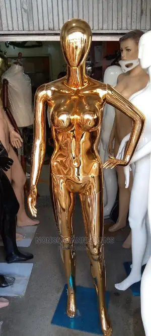 Busty Rose Gold Chrome Female Mannequins