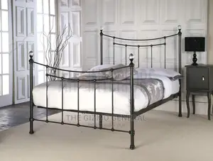 3ft Single Metallic Black Metal Bed Frame With Crystal