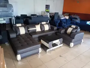 L-Shape Sofa Plus Single Seater Chair, Table. Classic Couch. Lid