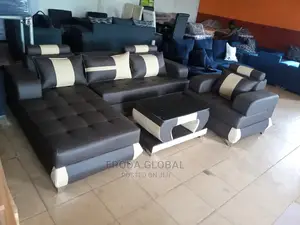 L-Shaped Sofa With Single Seater Chair, Table. Classic Couch. Lao08