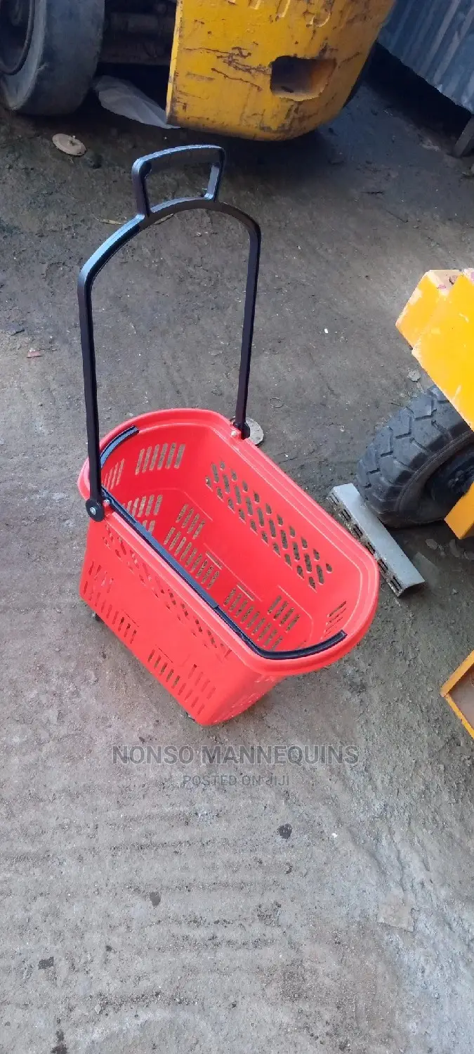Trolley Shopping Basket Red Colour