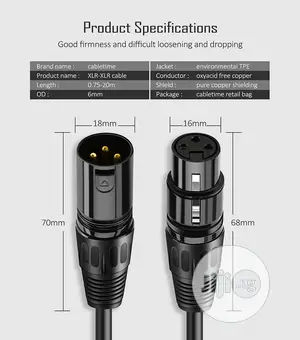 Black 20M XLR Male To XLR Female Microphone Cable