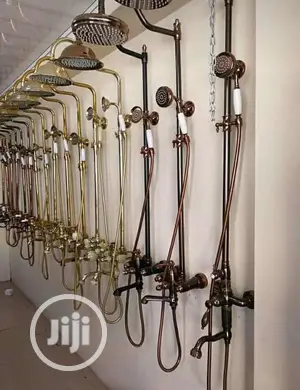 Original Gold Antirust Standing Shower, Hot and Cold Mixer