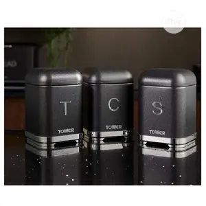 Tower Set of 3 Canisters, Glitz Range, Tea Coffe Sugar