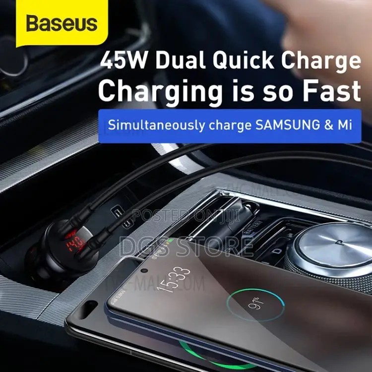 Baseus Inauto Digital Display Pps Dual Quick Carcharger 45w