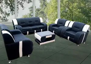 Complete Set Of 7seater Sofa Chair With Table. Leather Couch