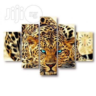 Blue Eyes Leopard Canvas Wall Art Clock
