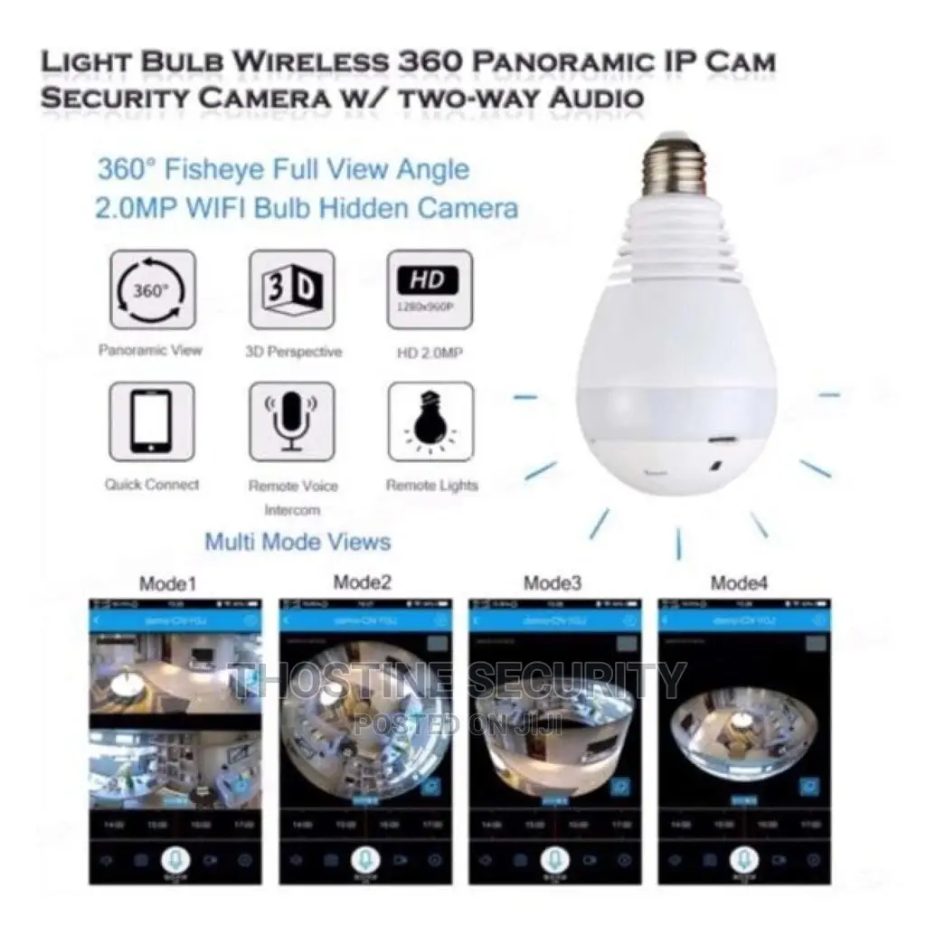CCTV Wifi Panoramic IP Bulb Camera Light