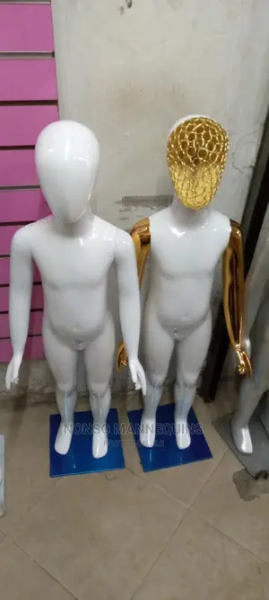 Unisex Glossy White/Gold Kids Display Mannequins