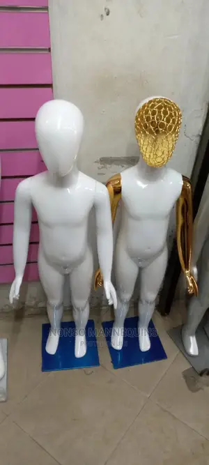 Unisex Glossy White/Gold Kids Display Mannequins