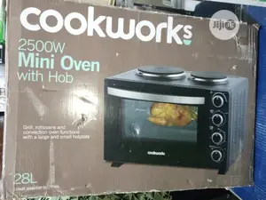 Cookworks 2500watts Mini Oven With 2 Hot Plates, 28 Litres.