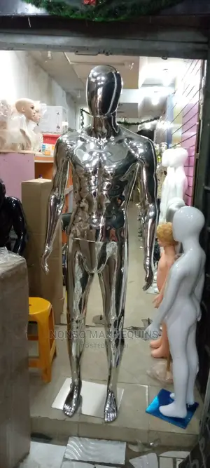 Silver Full Body Faceless Male Mannequins