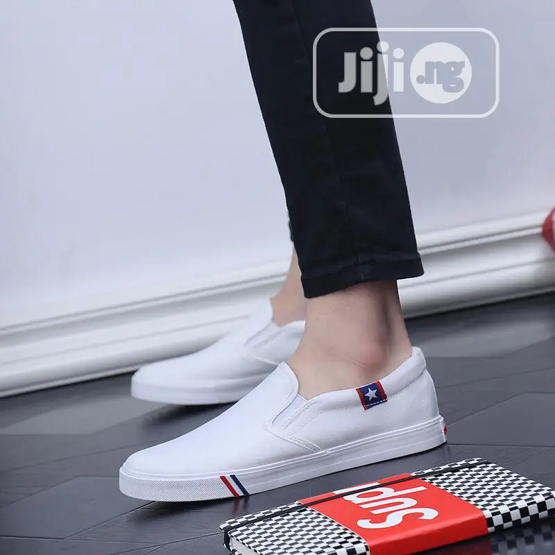 Men's White Sneakers, Flat White Shoes