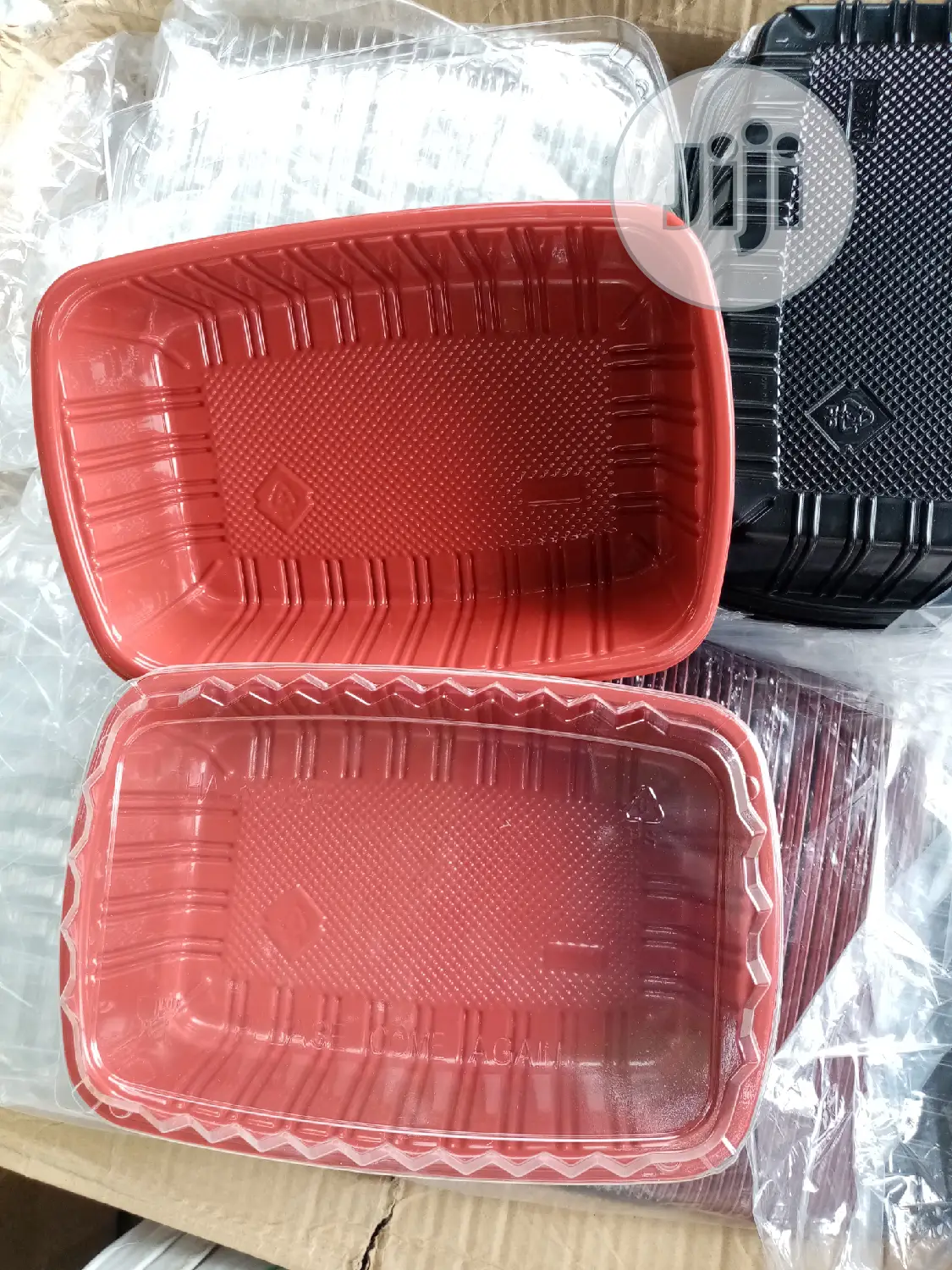 12 Pcs Red Black Microwave 1000ml Plates