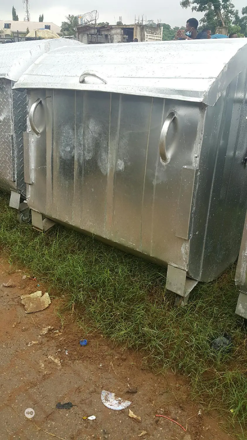 Galvanized Waste Bin. A