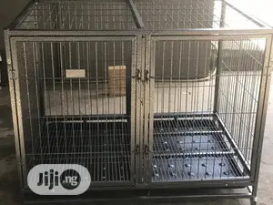 Photo - Galvanized Collasible Metal Dog Cage Two Partition Xlarge