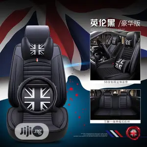 Black Slight White Genuine Leather Car Seat Cover
