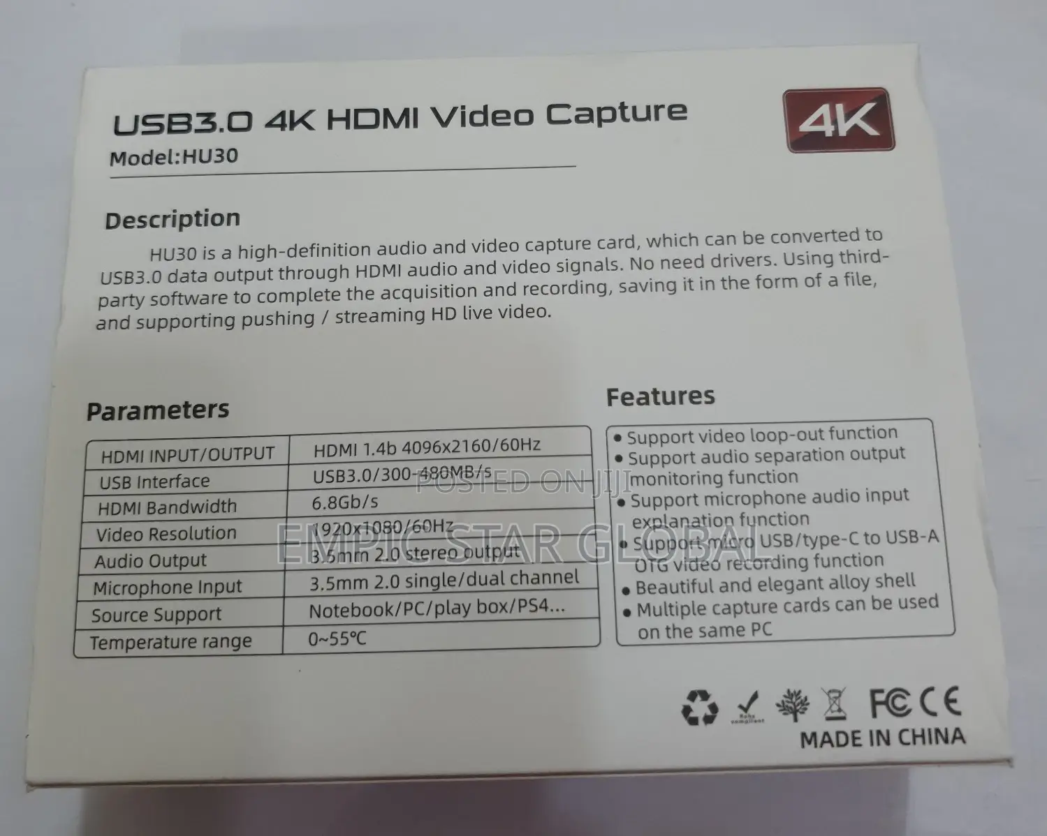 Hdmi Video Capture Card 3.0 4K