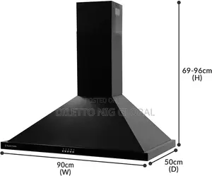 90cm Wide Cooker Hood Extractor Black