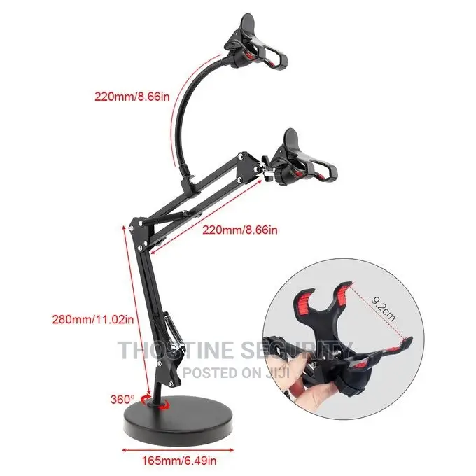 Double Phone Holder Stand With Extension Boom
