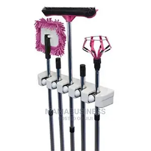 Wall Mounted Mop and Broom Holder - Grey