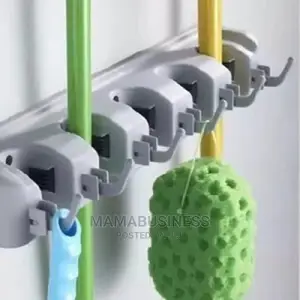 Wall Mounted Mop and Broom Holder - Grey