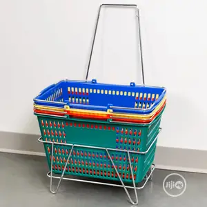Supermarket Wire Handle Plastic Shopping Basket