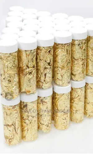 Gold Leaf Flakes Vials. Large Vials Full Of Big Decorative .
