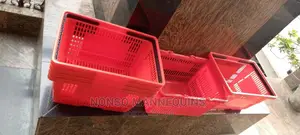 Red Shopping Baskets With Black Handle