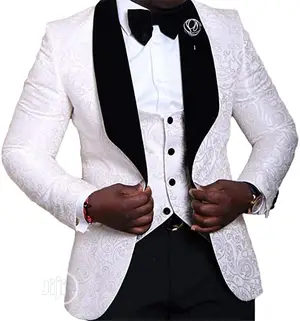 3 Piece Suit Tuxedo Jacquard Wedding Suit for Men