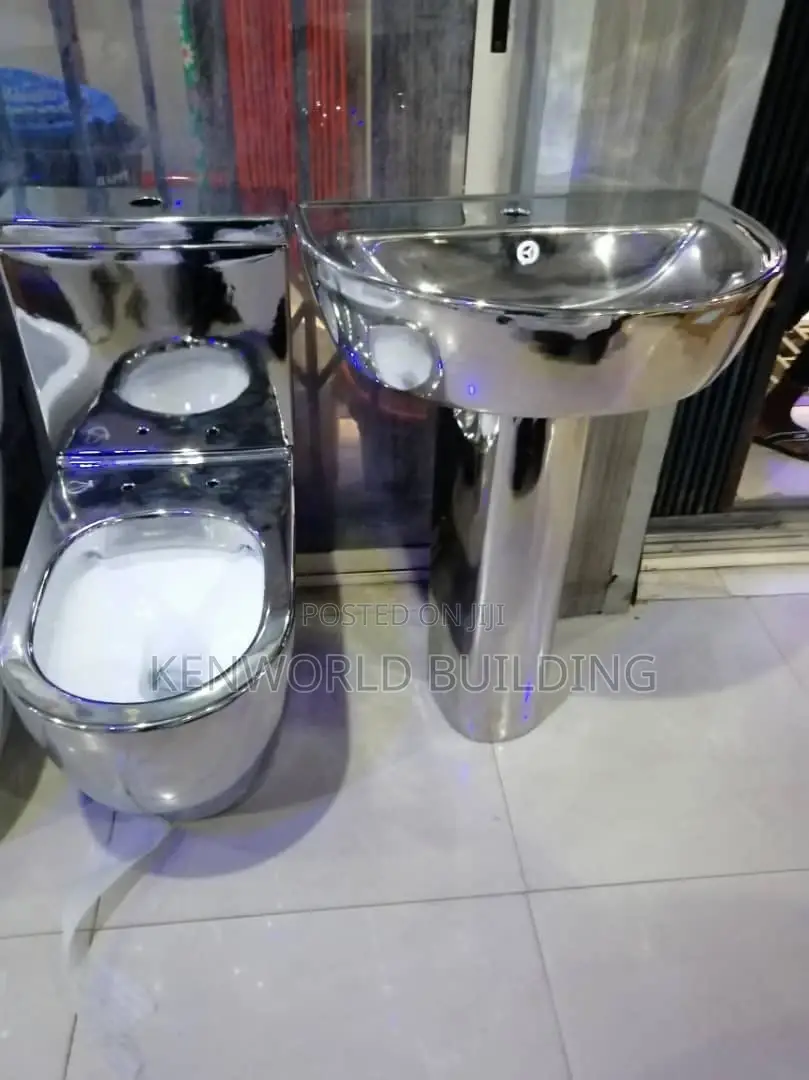 Executive Silver Top Flush Water Closet And Sink Set.