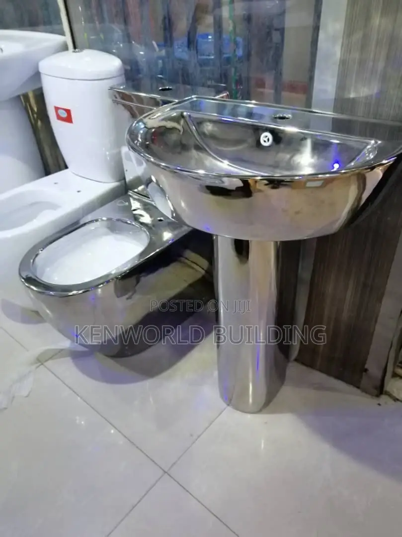 Executive Silver Top Flush Water Closet And Sink Set.