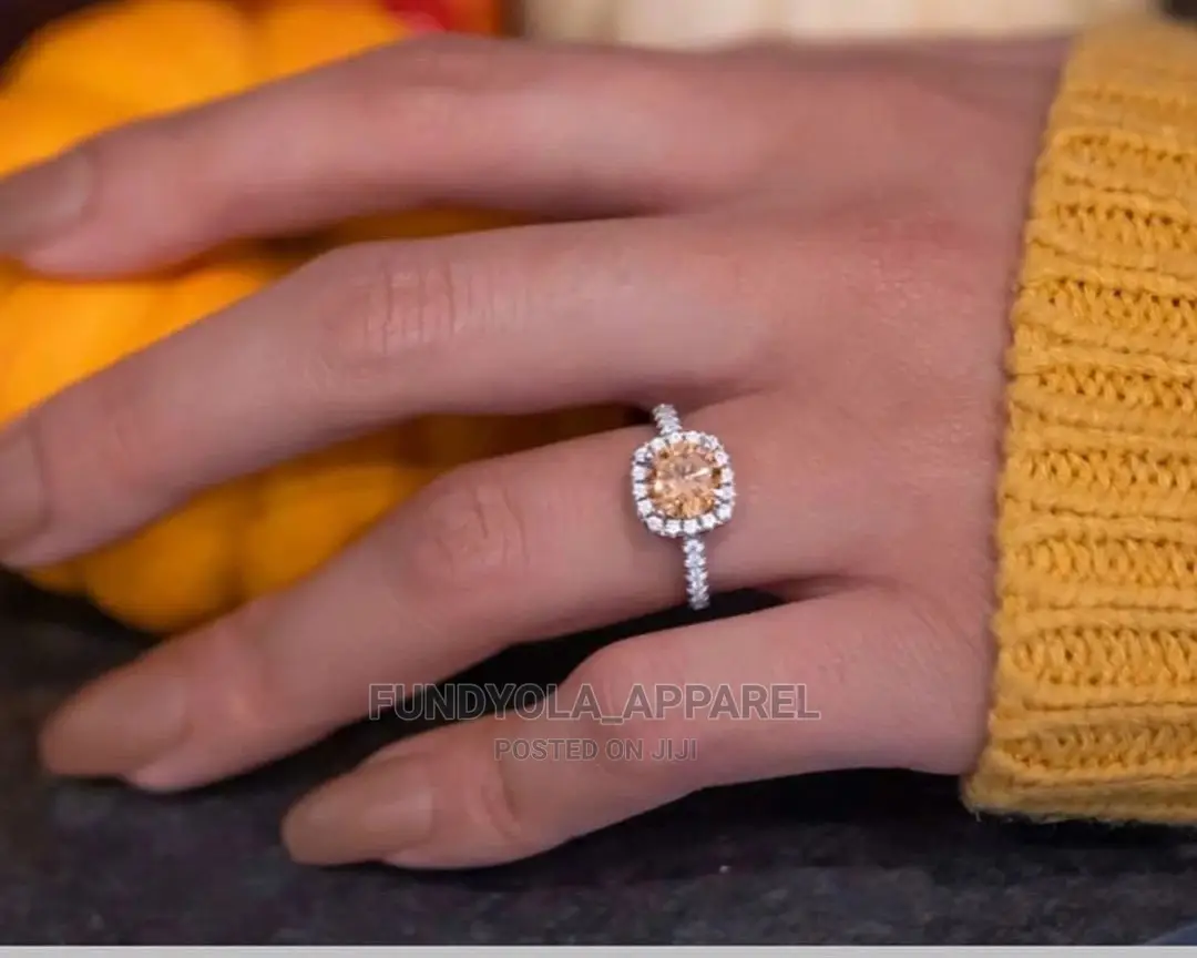 S925 Silver Gold Stone Engagement Proposal Ring