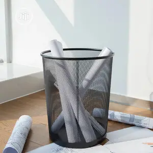 Metal Trashcan Household Large Metal Mesh Round Trash