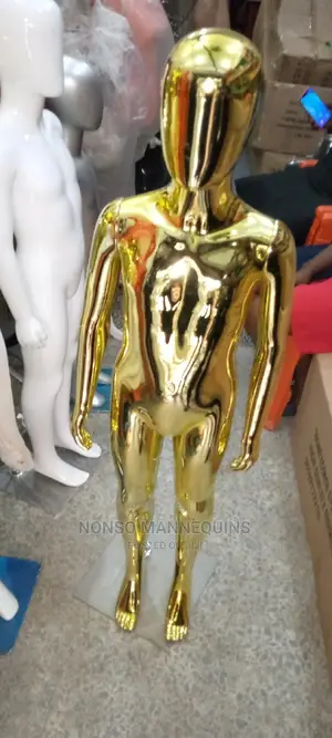 Age 4 To 7 Years Gold Chrome Unisex Kids Mannequins