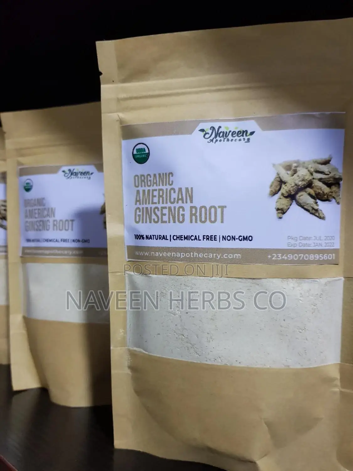 Organic American Ginseng Root Powder -50grams