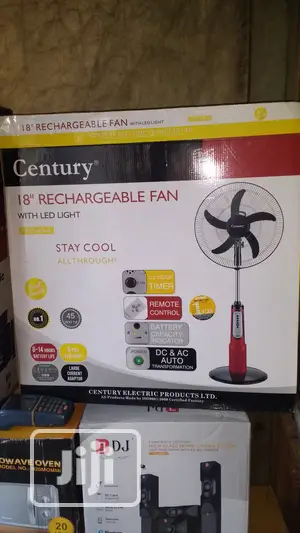 Century 18" Strong Rechargeable Standing Fan With Remote Control