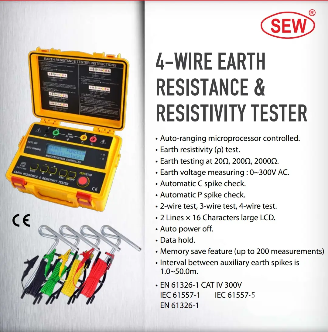 Sew 4 Wire Earth Resistance Resistivity Tester