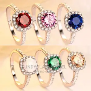 S925 Silver Gold Stone Engagement Proposal Ring